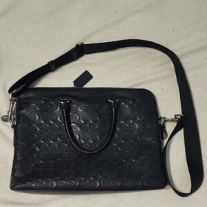 Coach Black Leather Tag with Embossed Logo